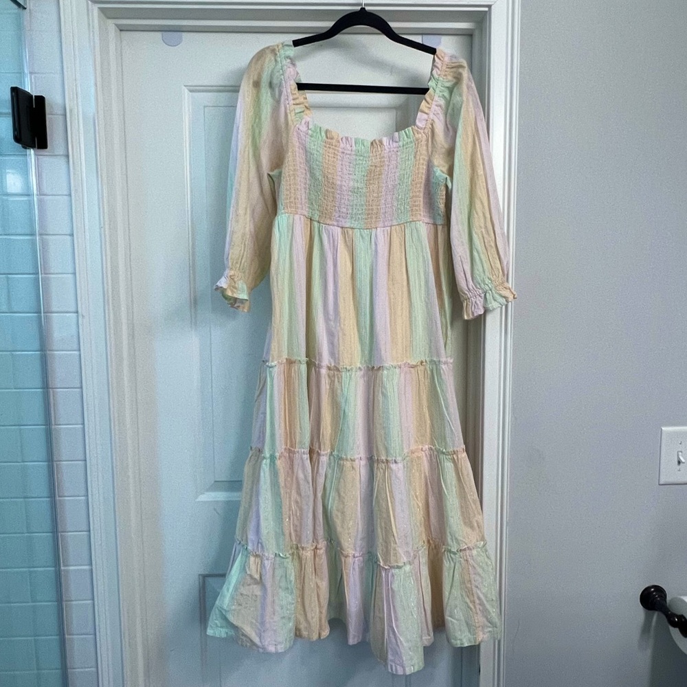 Colorful babydoll midi